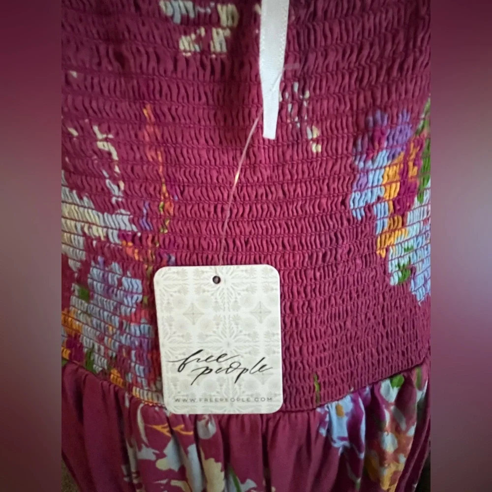 NWOT Free People Burgundy Floral Maxi Dress - Picture 7 of 8